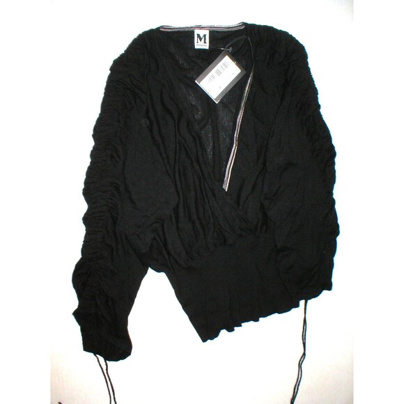 NWT Designer M Missoni Womens 10 Sweater 46 Black Cashmere Silk New Ruched Top - Picture 1 of 12